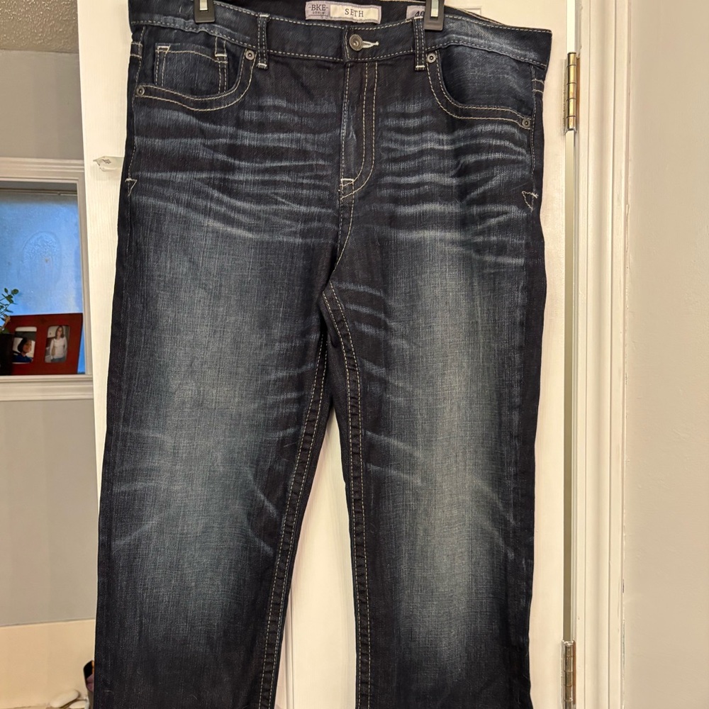 BKE Men's Dark Blue Straight Jeans size 38w 40L